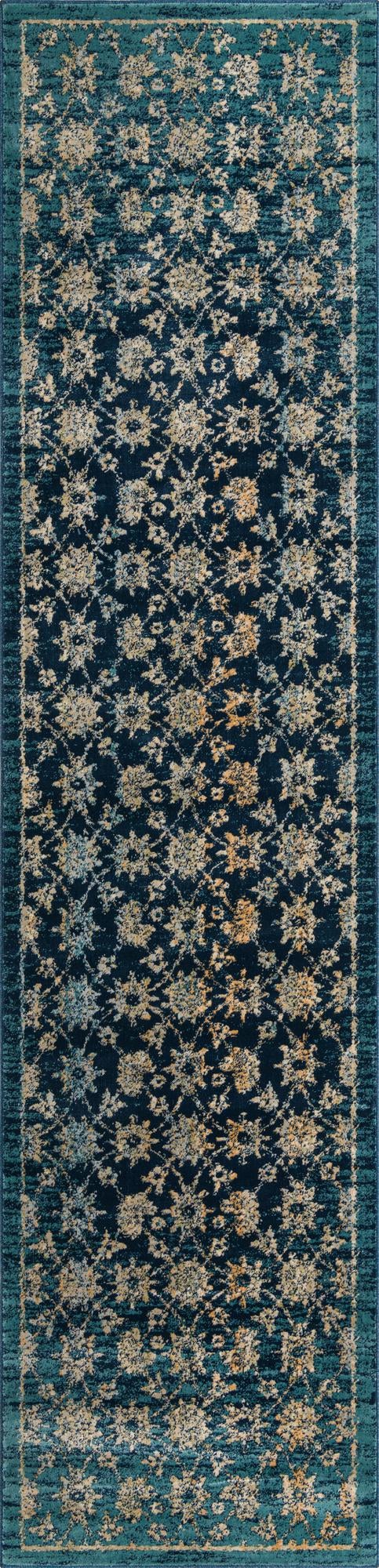 Copenhagen Dahlia Collection Area Rug - Frederiksberg Runner Navy Blue  lifestyle 21