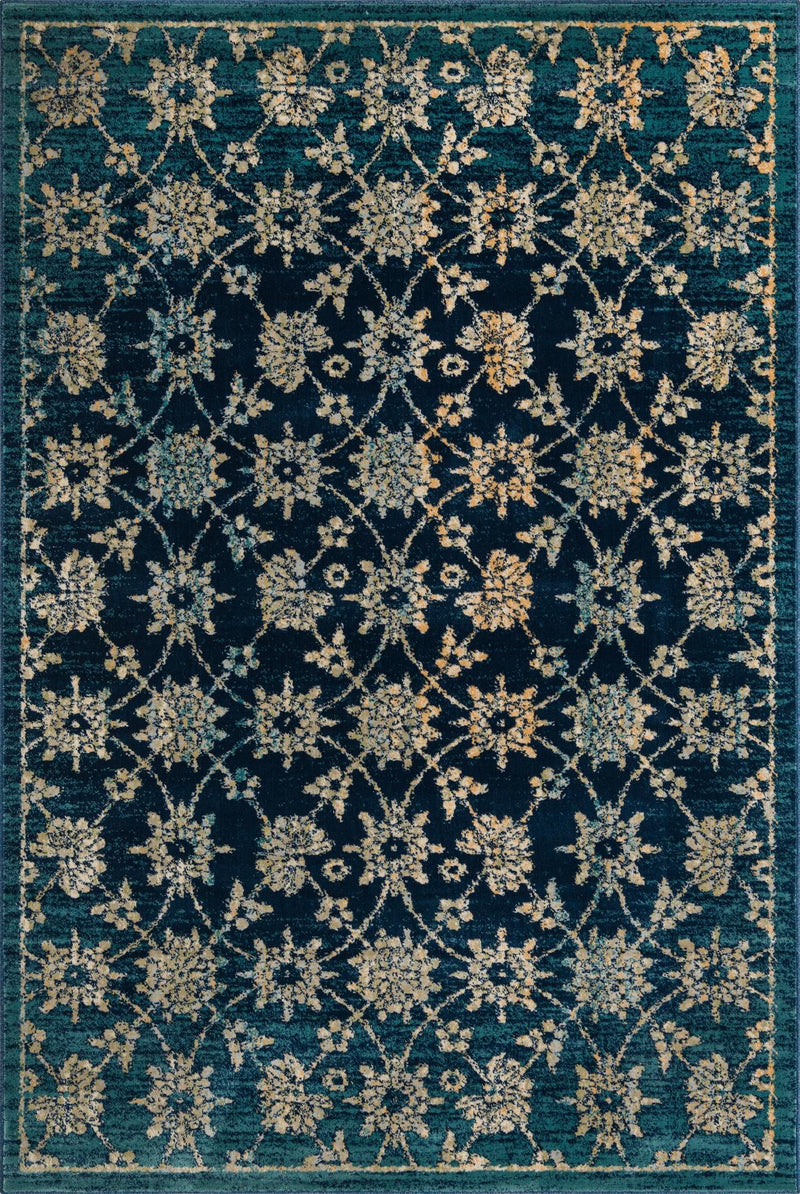 Copenhagen Dahlia Collection Area Rug - Frederiksberg Rectangle Navy Blue  lifestyle 5