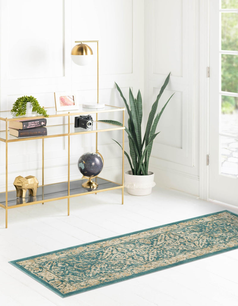Copenhagen Dahlia Collection Area Rug -  Amager Runner Teal  lifestyle 31