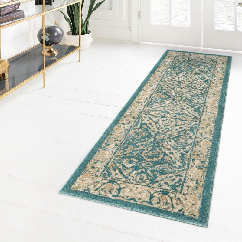 Copenhagen Dahlia Collection Area Rug -  Amager Runner Teal  lifestyle 61