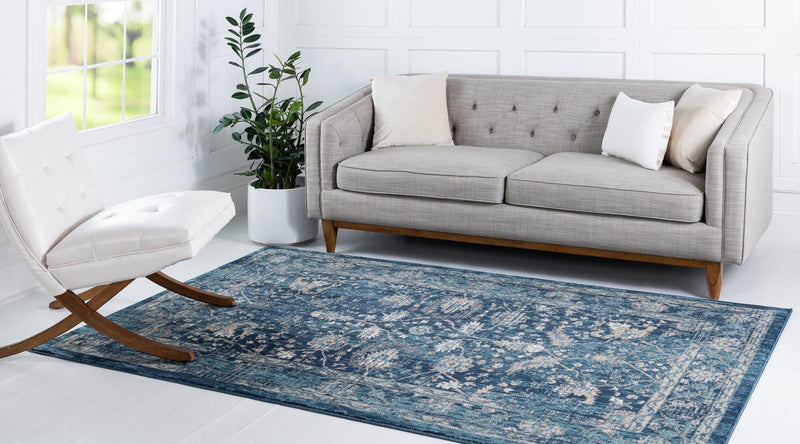 Copenhagen Dahlia Collection Area Rug -  Nørrebro Rectangle Navy Blue  lifestyle 7