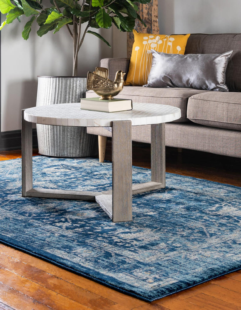 Copenhagen Dahlia Collection Area Rug -  Nørrebro Rectangle Navy Blue  lifestyle 13