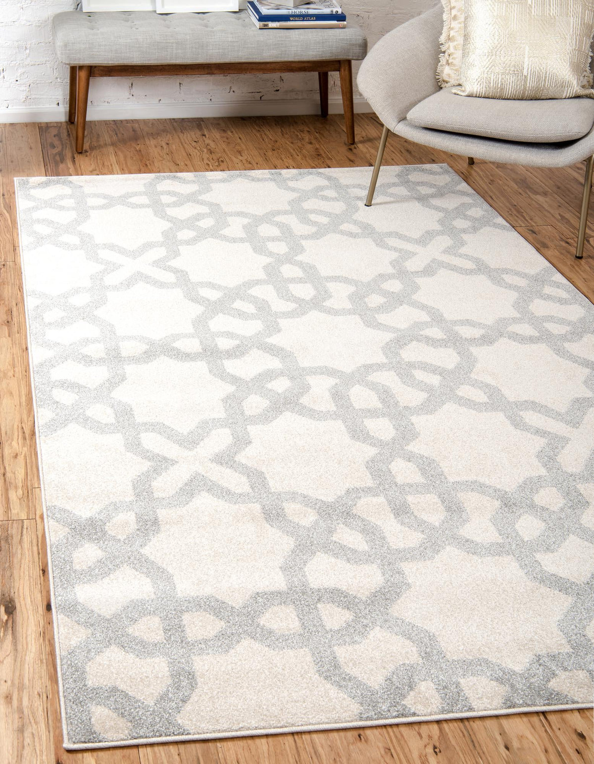 Lattice Gardens Collection Area Rug -  Botanicbay Rectangle Beige  lifestyle 2