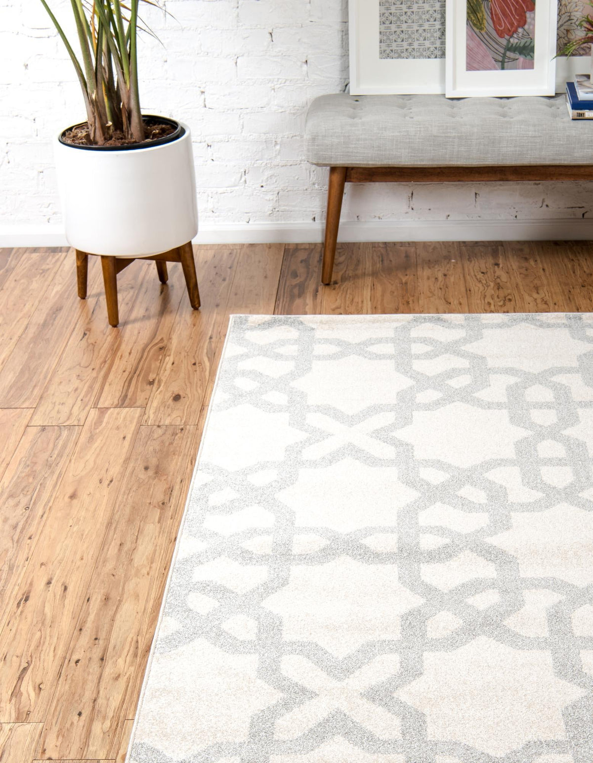 Lattice Gardens Collection Area Rug -  Botanicbay Rectangle Beige  lifestyle 4