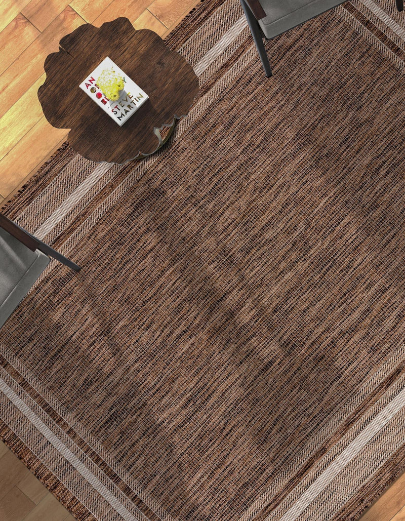 Terrace Fringe Collection Area Rug - Veranda (Brown) Rectangle Brown  lifestyle 26