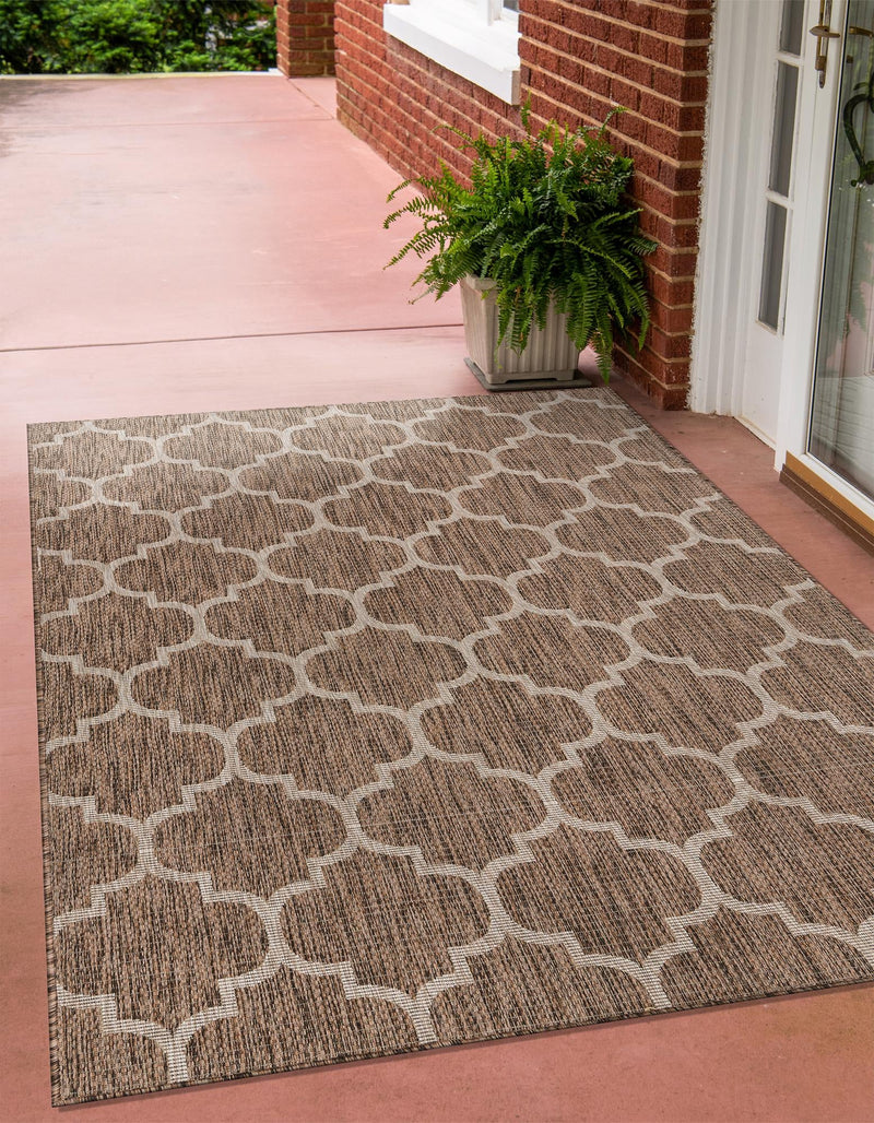 Garden Lattice Oasis Collection Area Rug - Arbor (Brown) Rectangle Brown  lifestyle 7