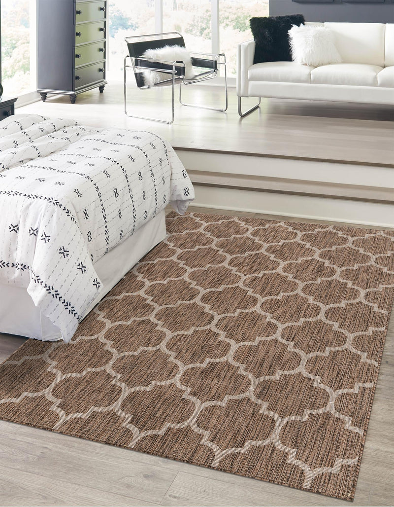 Garden Lattice Oasis Collection Area Rug - Arbor (Brown) Rectangle Brown  lifestyle 8