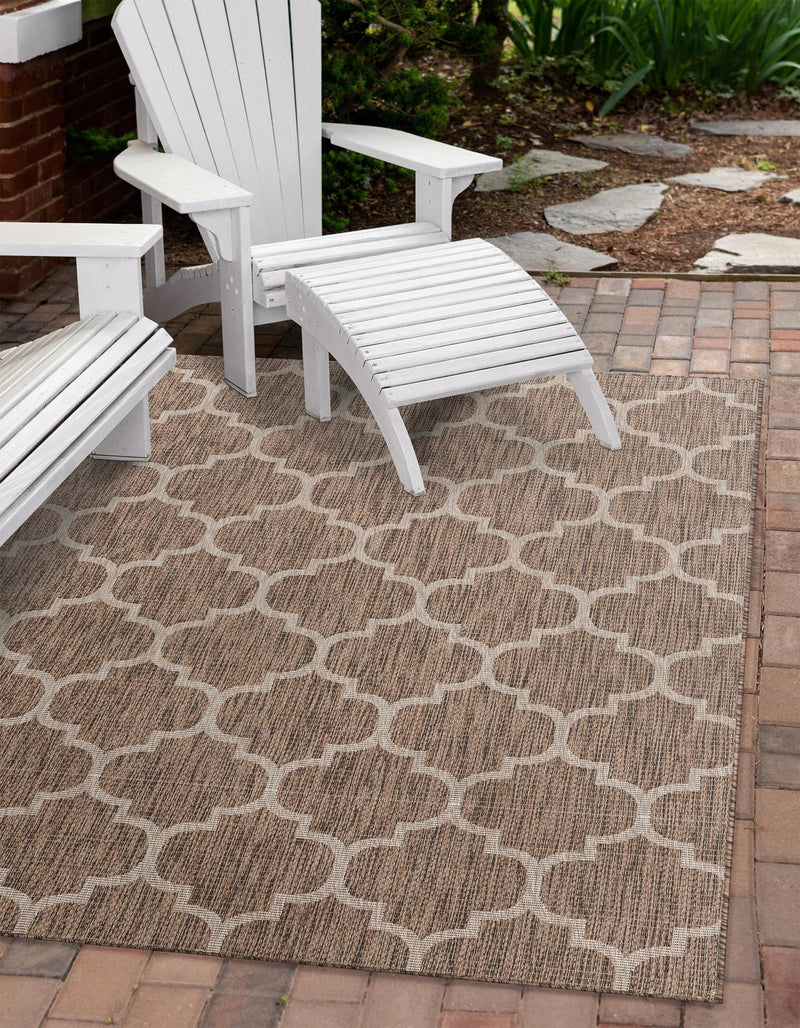 Garden Lattice Oasis Collection Area Rug - Arbor (Brown) Rectangle Brown  lifestyle 11