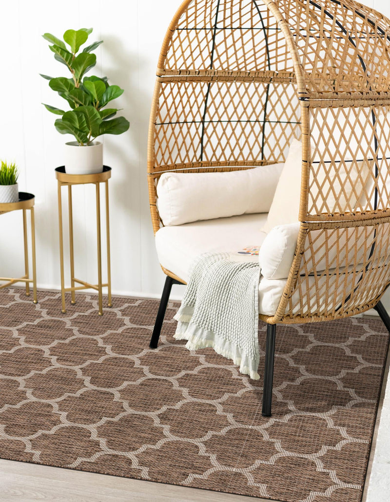 Garden Lattice Oasis Collection Area Rug - Arbor (Brown) Rectangle Brown  lifestyle 12