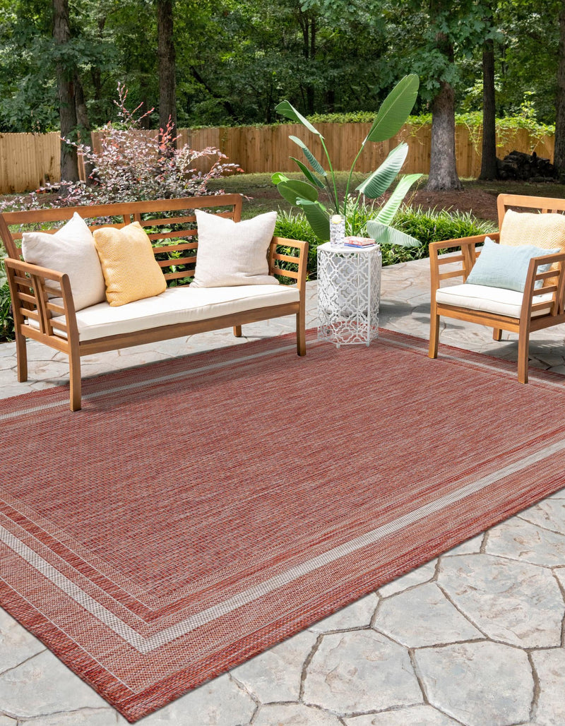 Patio Perimeter Collection Area Rug - Veranda (Rust Red) Rectangle Rust Red  lifestyle 25
