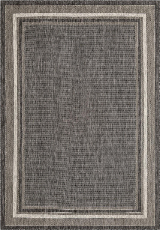 Patio Perimeter Collection Area Rug - Veranda (Black) Rectangle Black  lifestyle 2