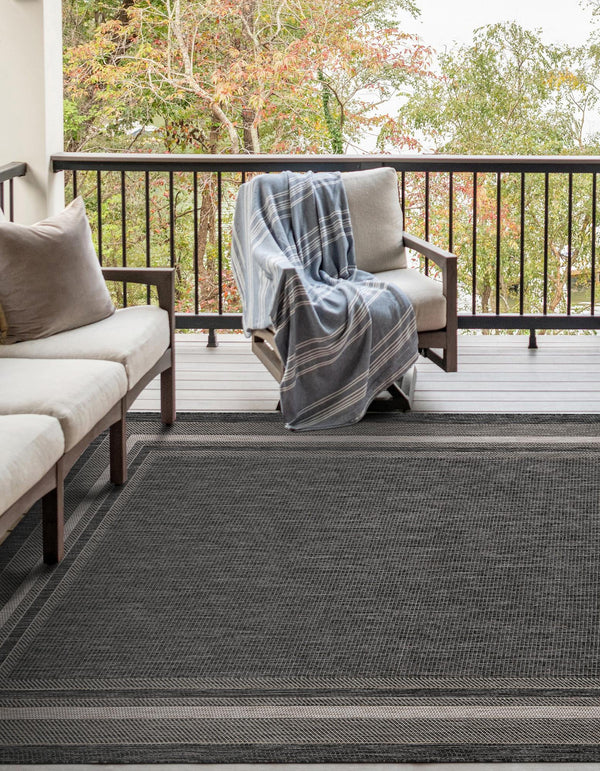 Patio Perimeter Collection Area Rug - Veranda (Black) Rectangle Black  lifestyle 13