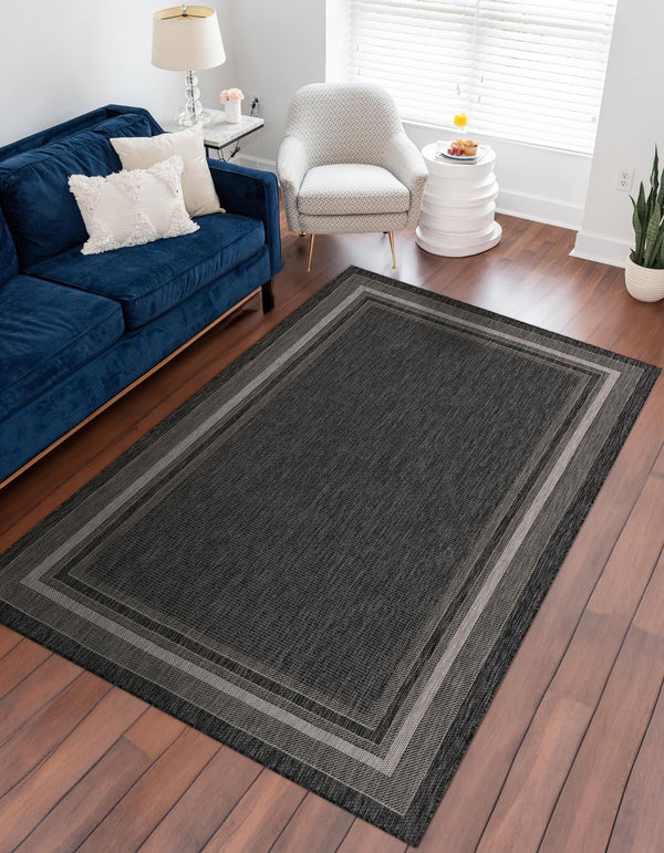 Patio Perimeter Collection Area Rug - Veranda (Black) Rectangle Black  lifestyle 17
