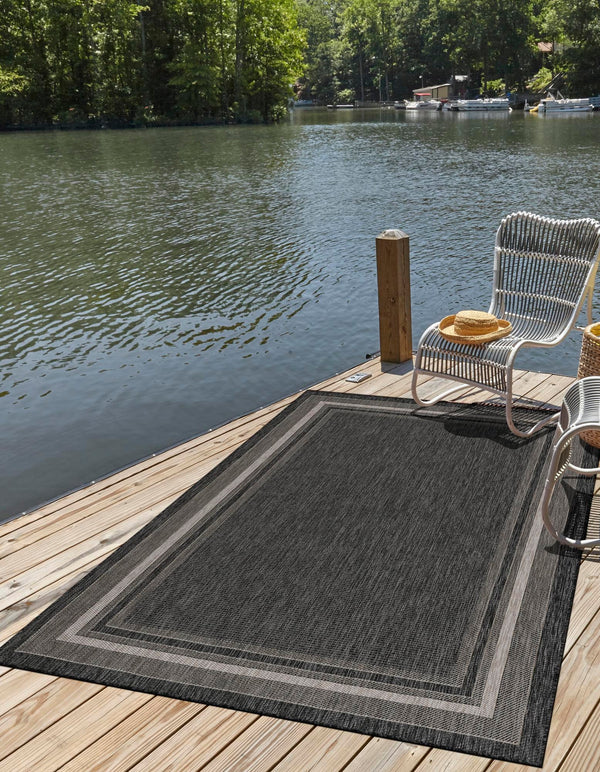 Patio Perimeter Collection Area Rug - Veranda (Black) Rectangle Black  lifestyle 21