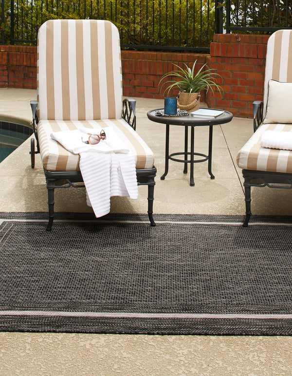 Patio Perimeter Collection Area Rug - Veranda (Black) Rectangle Black  lifestyle 29