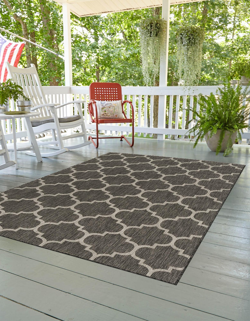 Garden Lattice Oasis Collection Area Rug - Arbor (Black) Rectangle Black  lifestyle 3