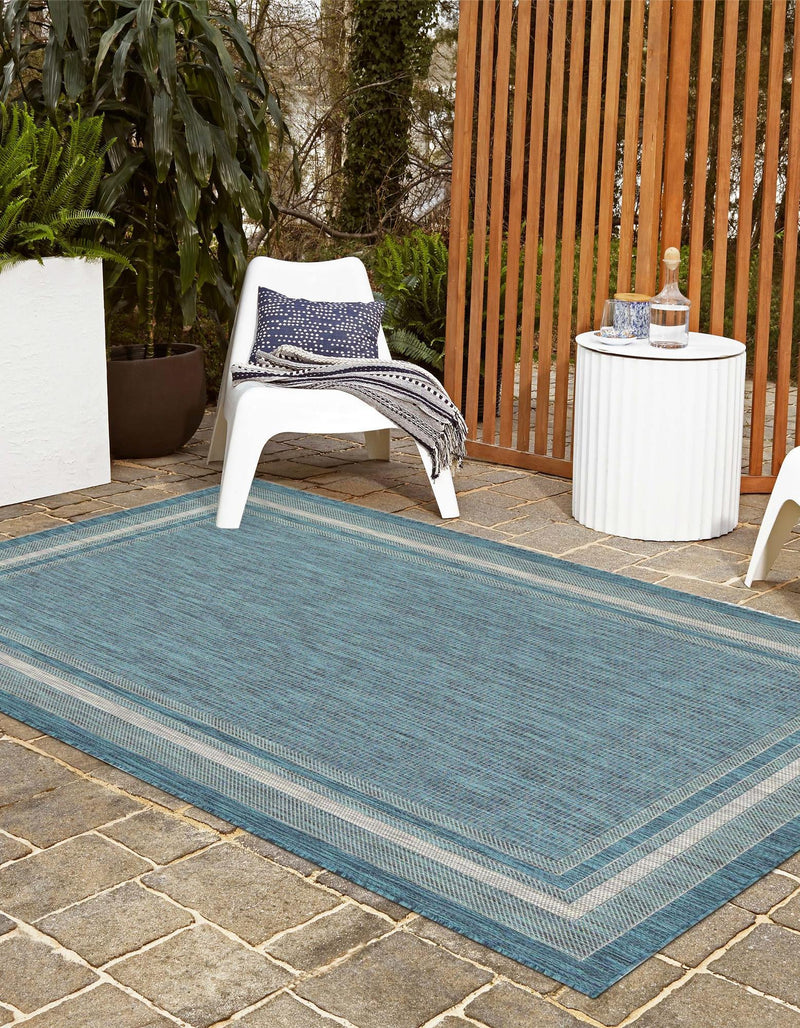Patio Perimeter Collection Area Rug - Veranda (Teal) Rectangle Teal  lifestyle 3