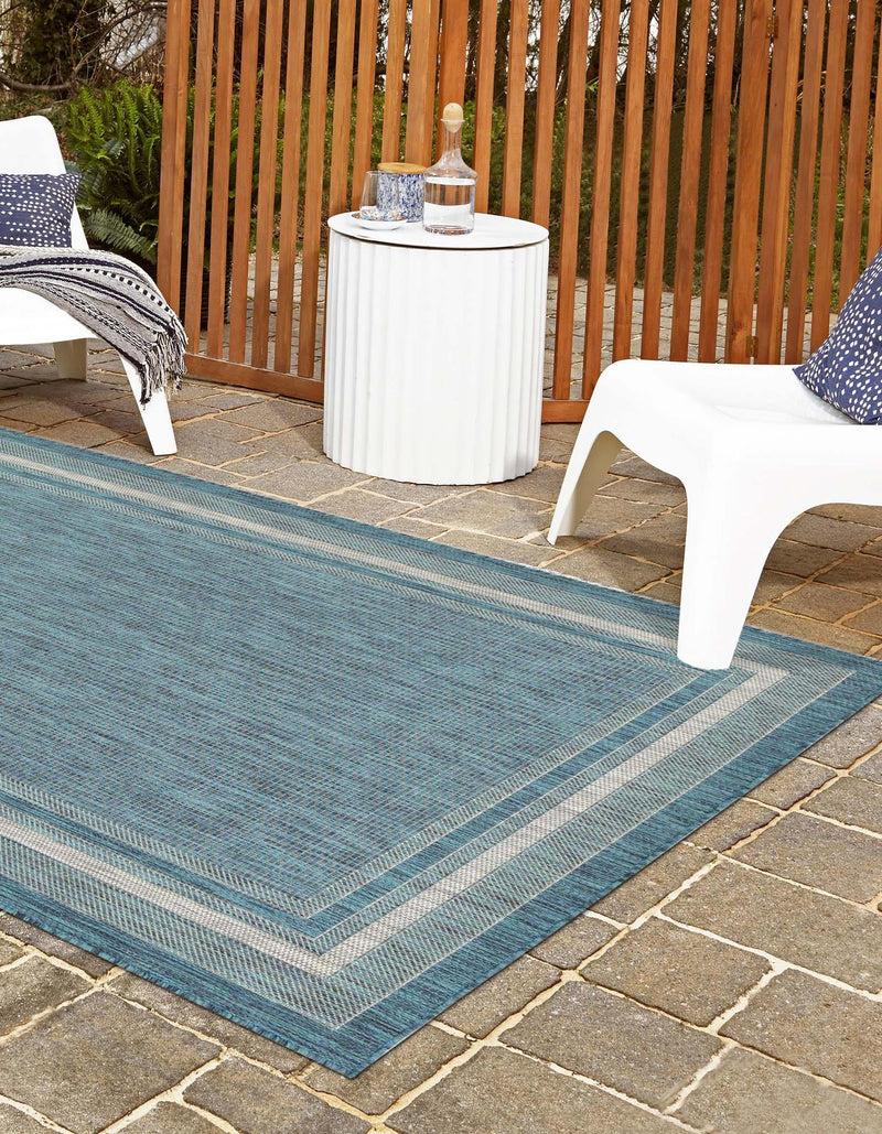 Patio Perimeter Collection Area Rug - Veranda (Teal) Rectangle Teal  lifestyle 5