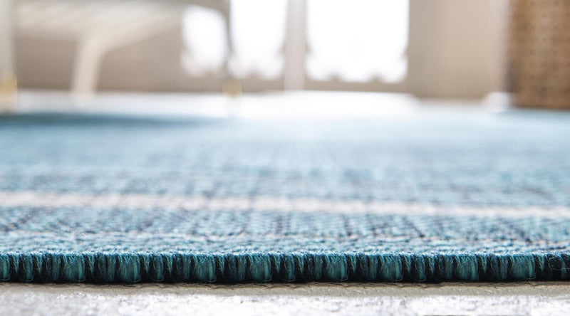 Terrace Fringe Collection Area Rug - Veranda (Teal) Rectangle Teal  lifestyle 12