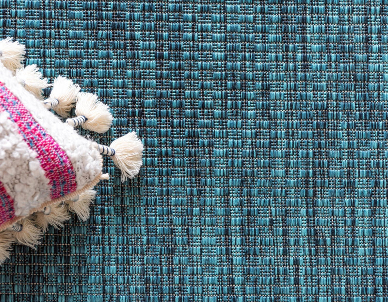Terrace Fringe Collection Area Rug - Veranda (Teal) Rectangle Teal  lifestyle 13