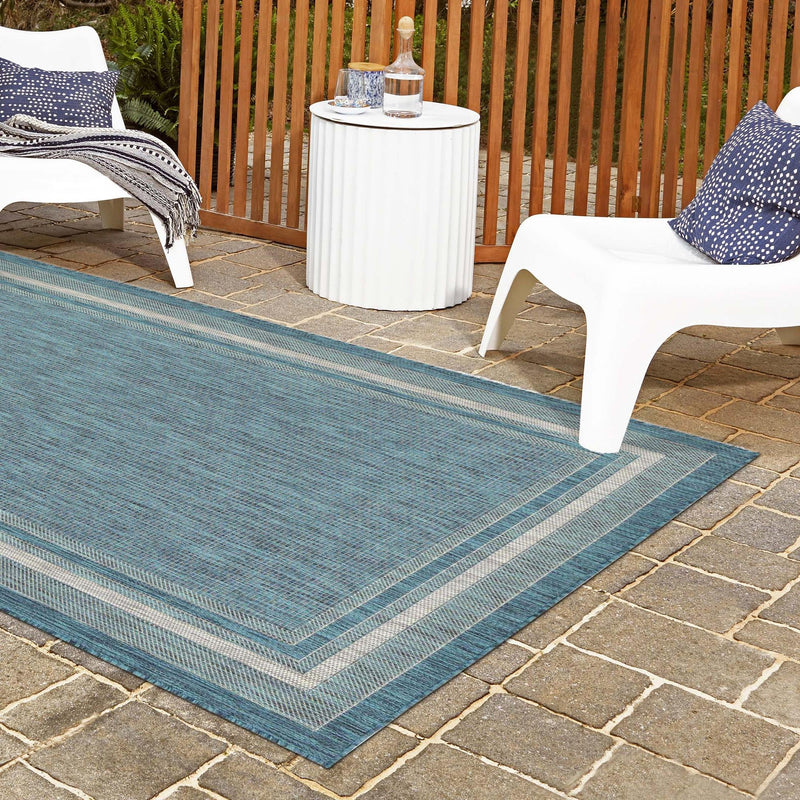 Patio Perimeter Collection Area Rug - Veranda (Teal) Rectangle Teal  lifestyle 15