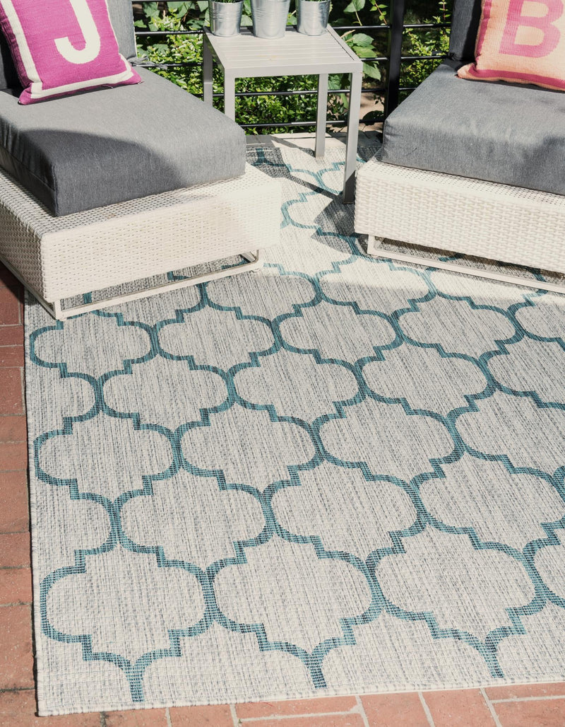 Garden Lattice Oasis Collection Area Rug - Arbor (Gray) Rectangle Gray  lifestyle 34