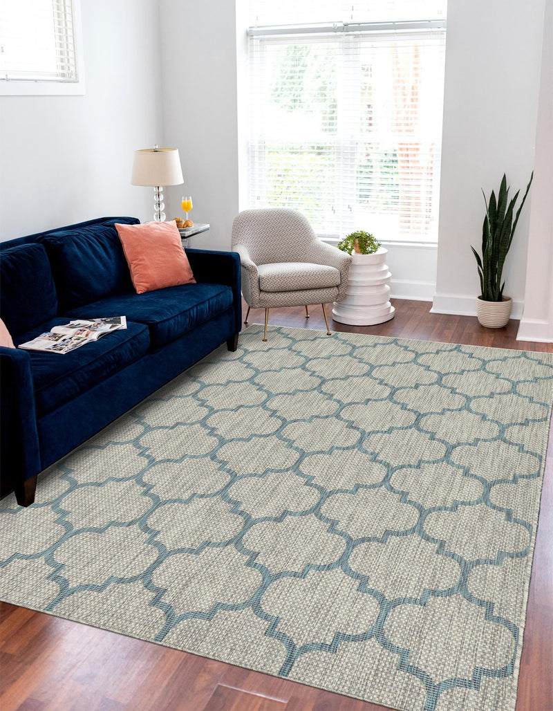 Garden Lattice Oasis Collection Area Rug - Arbor (Gray) Rectangle Gray  lifestyle 6
