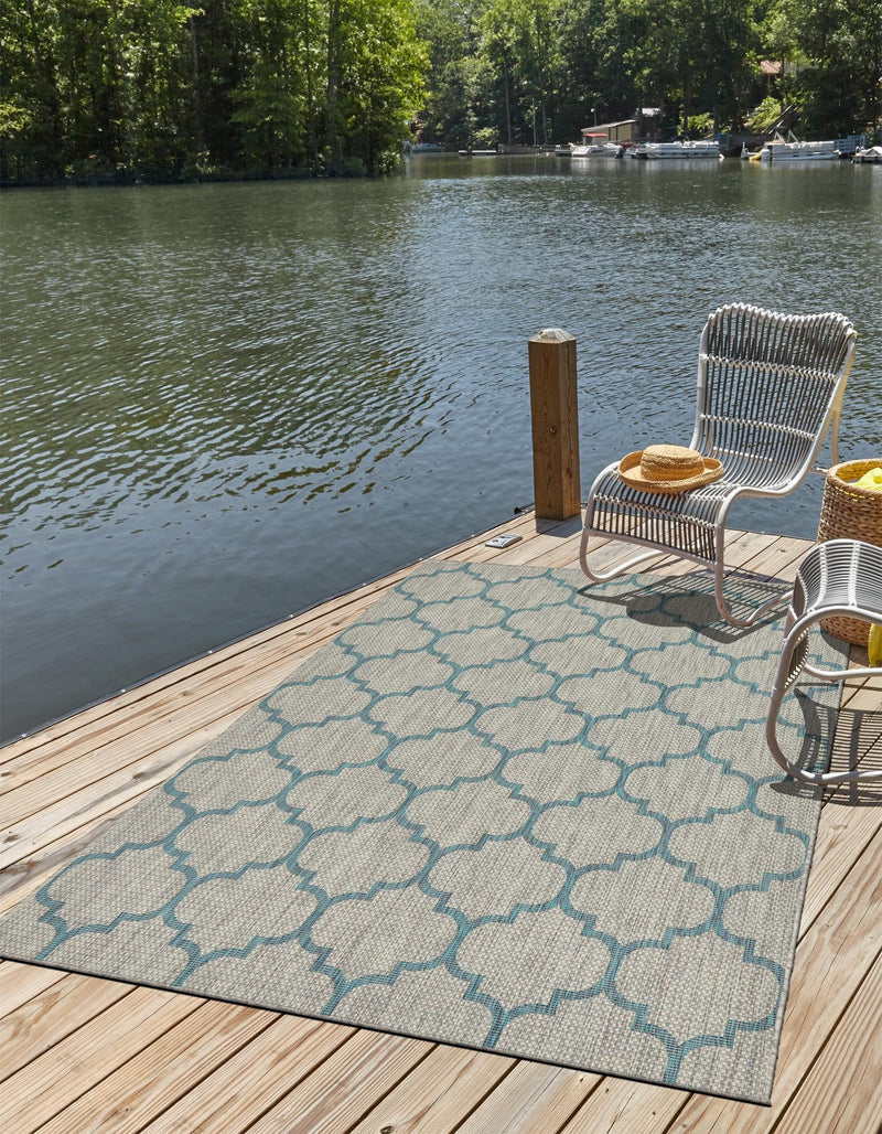 Garden Lattice Oasis Collection Area Rug - Arbor (Gray) Rectangle Gray  lifestyle 7