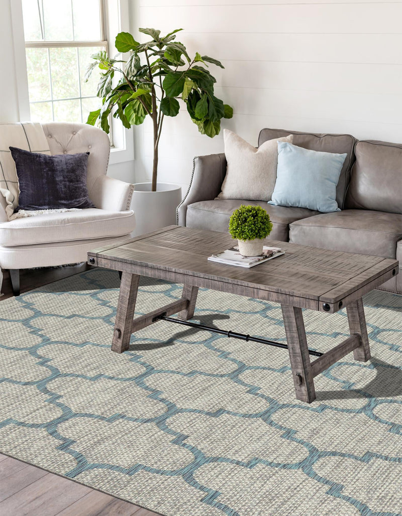 Garden Lattice Oasis Collection Area Rug - Arbor (Gray) Rectangle Gray  lifestyle 8