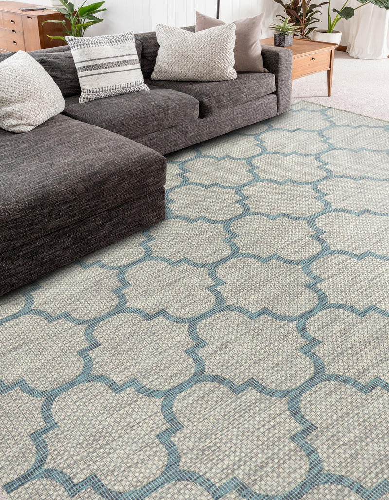 Garden Lattice Oasis Collection Area Rug - Arbor (Gray) Rectangle Gray  lifestyle 10