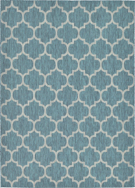 Garden Lattice Oasis Collection Area Rug - Arbor (Teal) Rectangle Teal Main