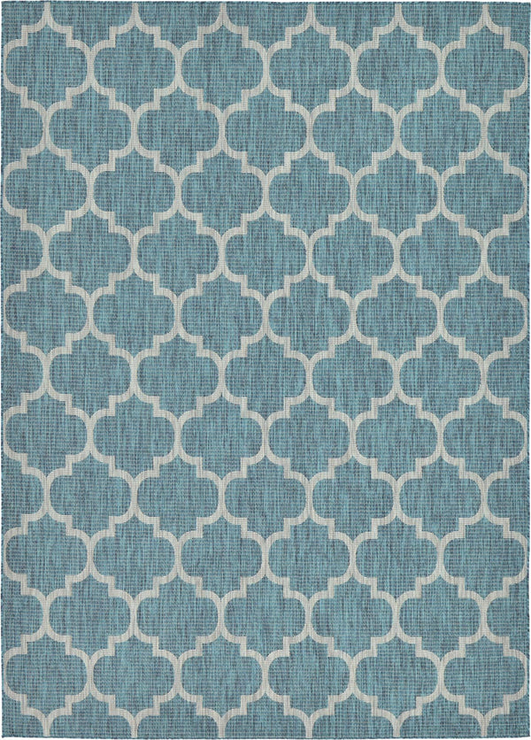 Garden Lattice Oasis Collection Area Rug - Arbor (Teal) Rectangle Teal Main