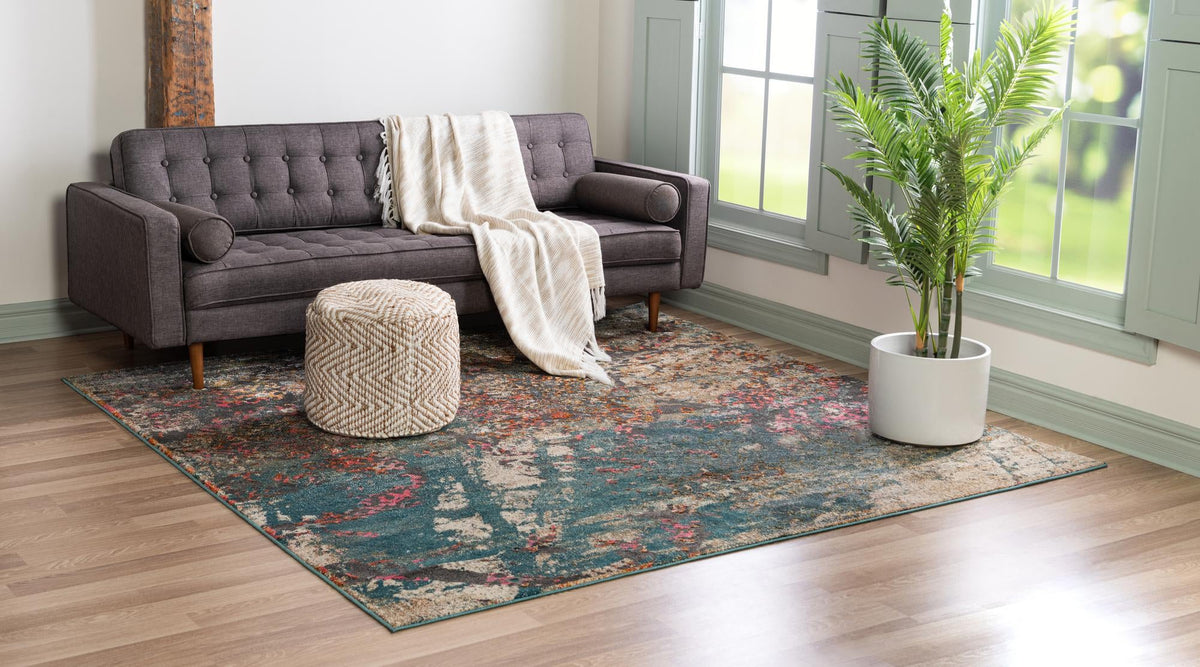 Serenade Oasis Collection Area Rug -  Bliss Square Blue  lifestyle 16