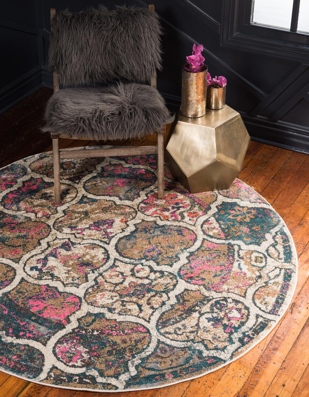 Serenade Oasis Collection Area Rug -  Tranquil Round Dark Beige  lifestyle 15