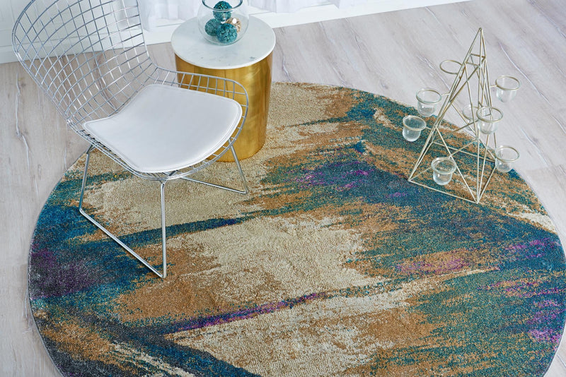 Serenade Oasis Collection Area Rug -  Arcadia Round Beige  lifestyle 27