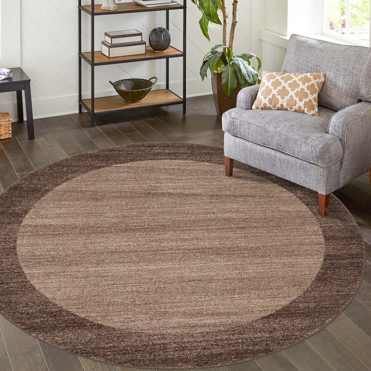 Studio Haven Collection Area Rug -  Conservatory (Light Brown) Round Light Brown  lifestyle 70