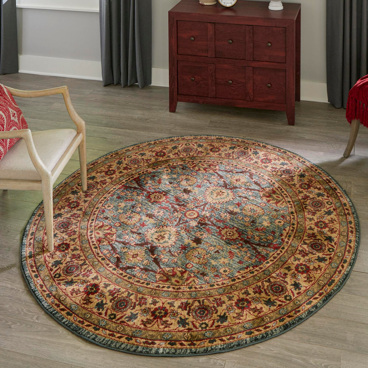 Chelsea Elegance Collection Area Rug -  Osterley Round Blue  lifestyle 106