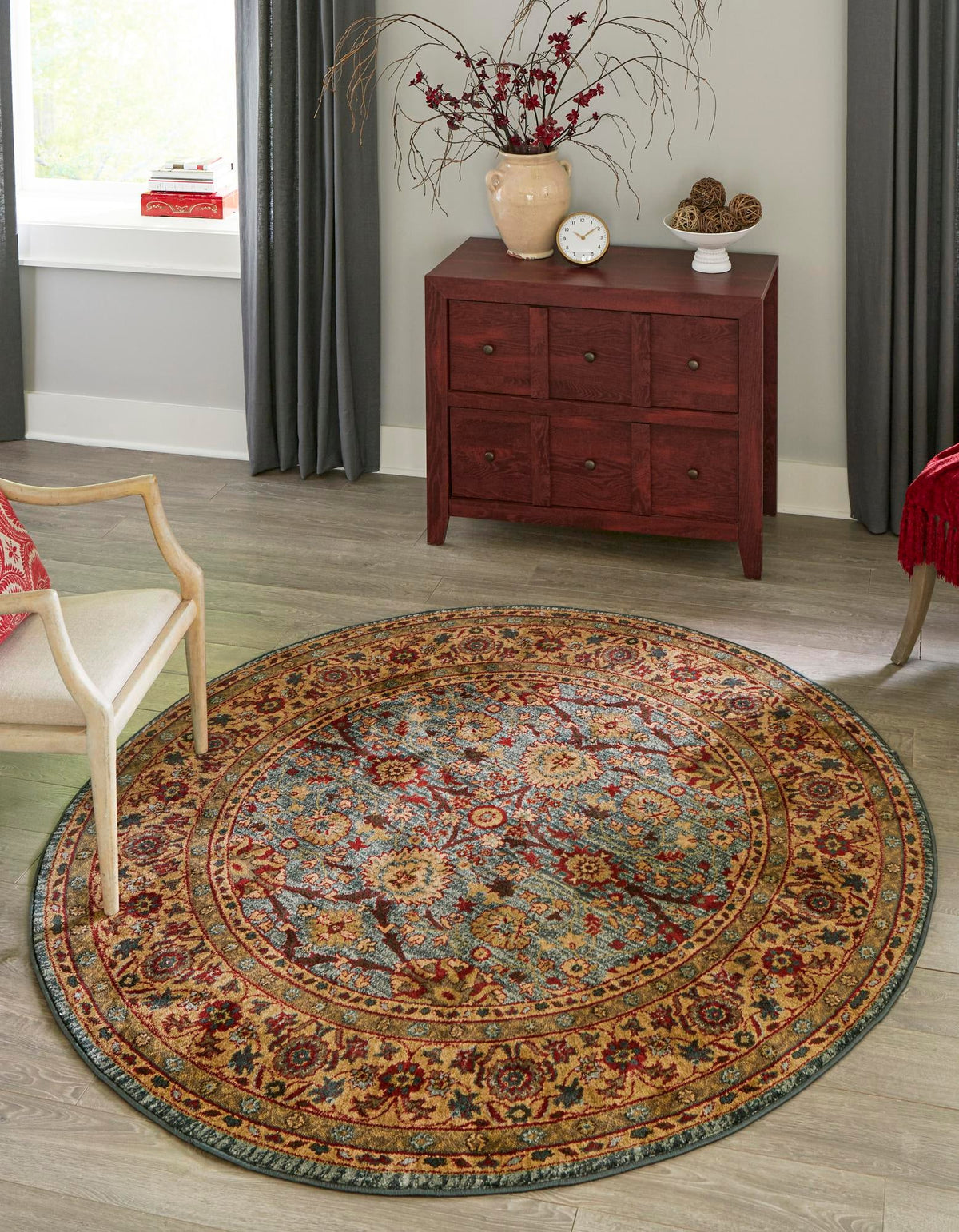Chelsea Elegance Collection Area Rug -  Osterley Round Blue  lifestyle 81