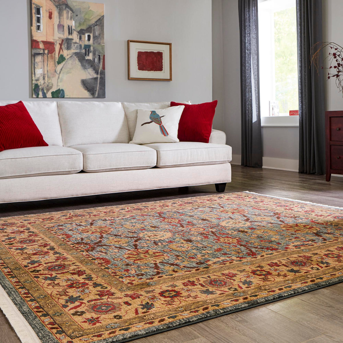 Chelsea Elegance Collection Area Rug -  Osterley Square Blue  lifestyle 100