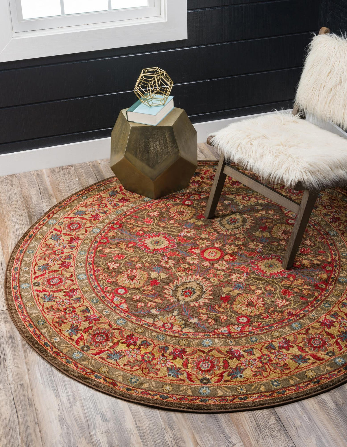 Chelsea Elegance Collection Area Rug -  Osterley Round Light Brown  lifestyle 95
