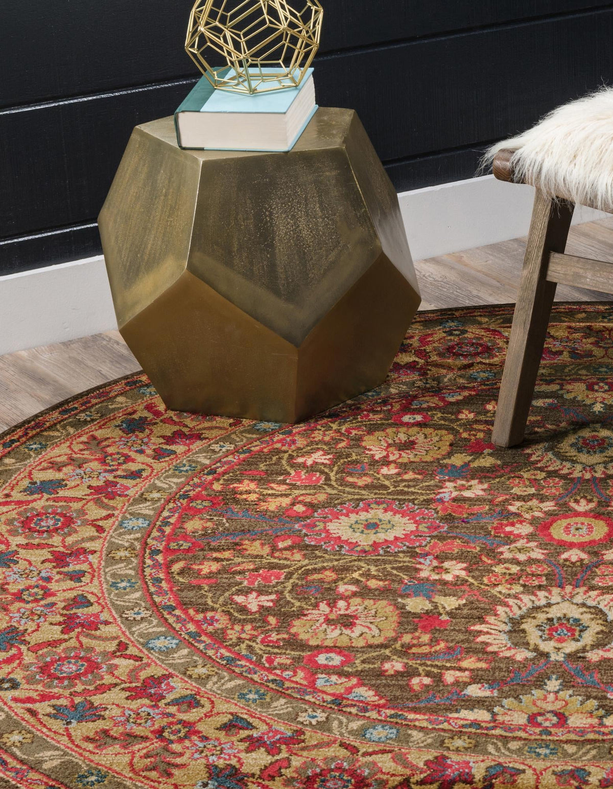Chelsea Elegance Collection Area Rug -  Osterley Round Light Brown  lifestyle 96
