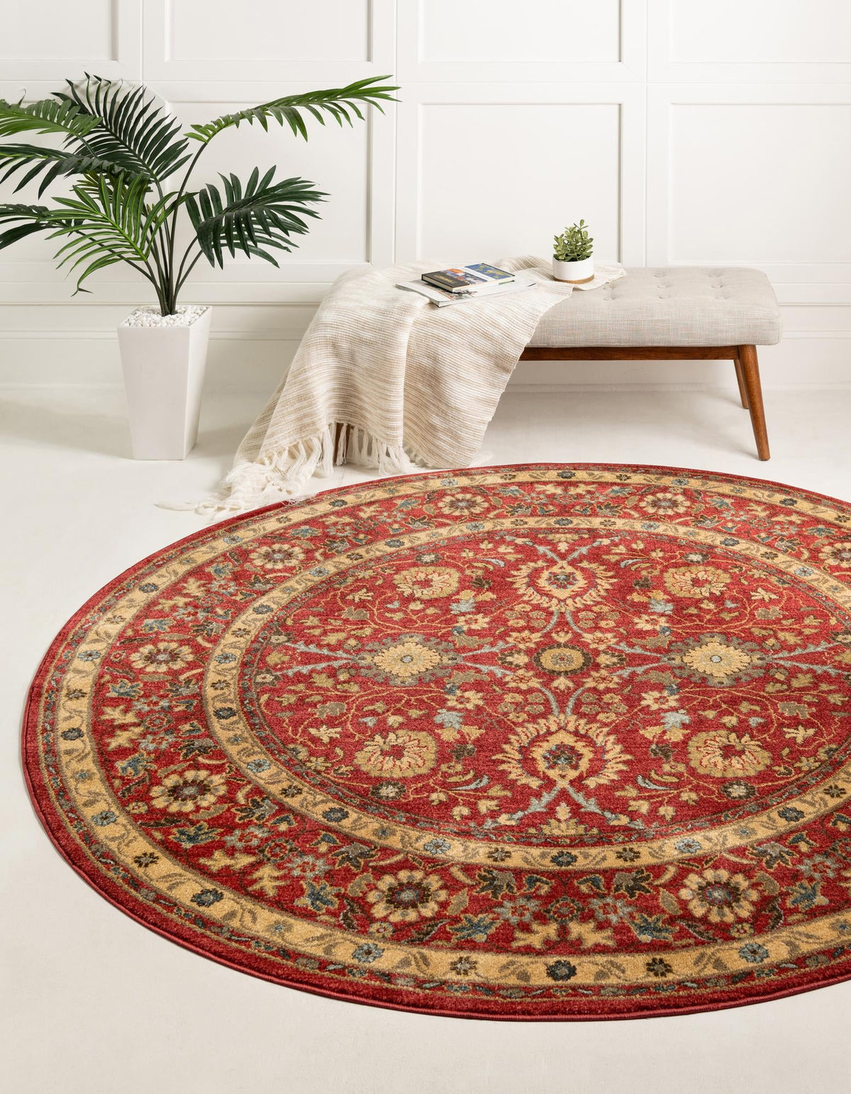 Chelsea Elegance Collection Area Rug -  Osterley Round Red  lifestyle 101