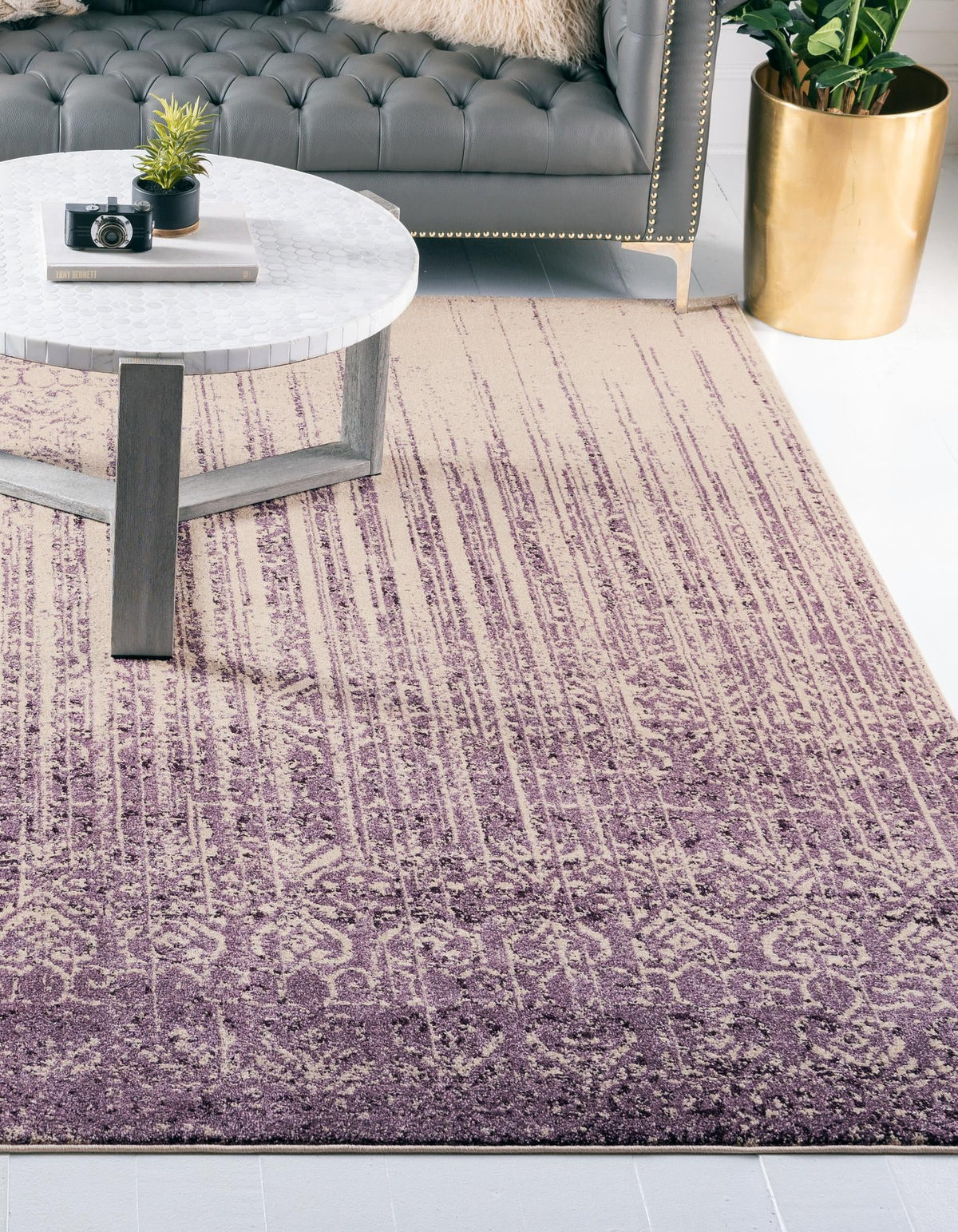 Studio Haven Collection Area Rug -  Workspace Square Purple  lifestyle 58