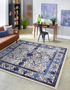 Horizon Collection Area Rug -  Sierra Square Ivory and Blue  lifestyle 37