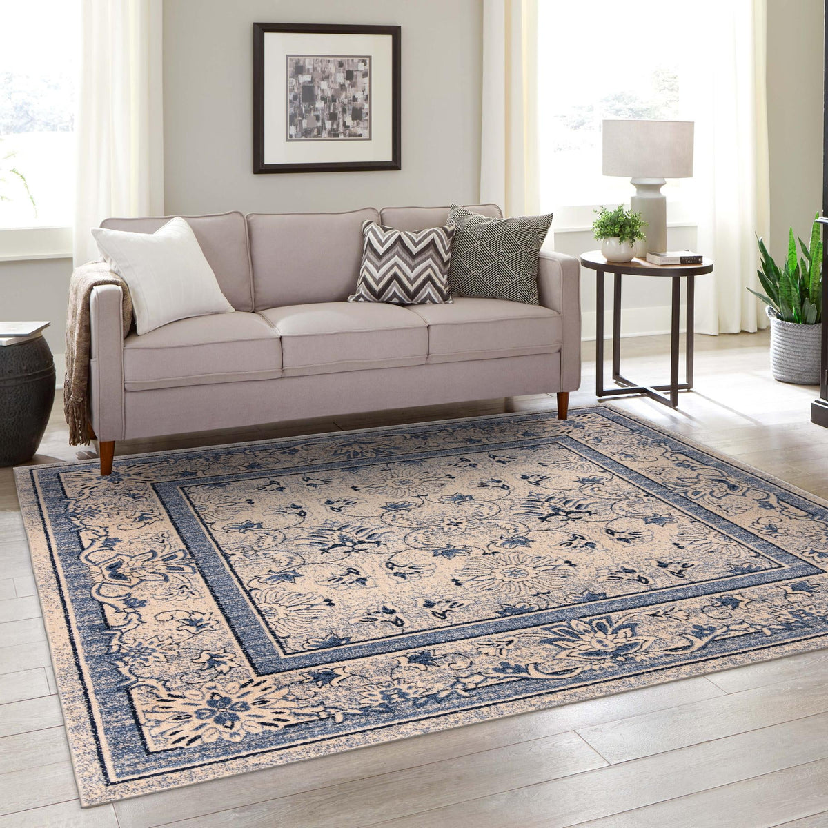 Horizon Collection Area Rug -  Meridian Square Ivory Blue  lifestyle 99