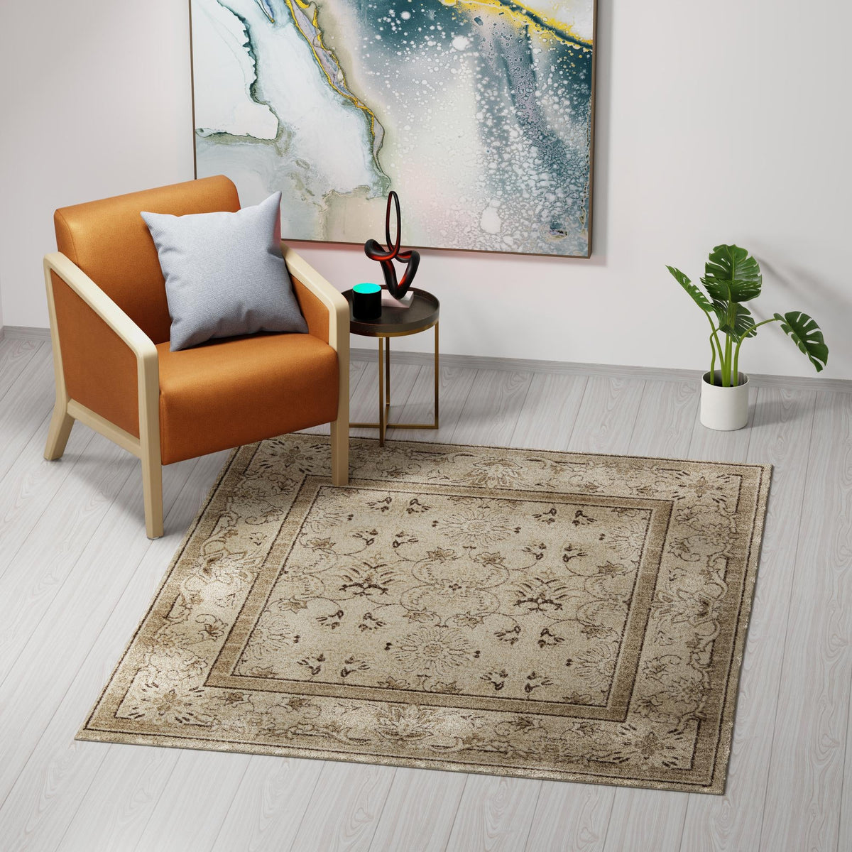 Horizon Collection Area Rug -  Meridian Square Ivory  lifestyle 109