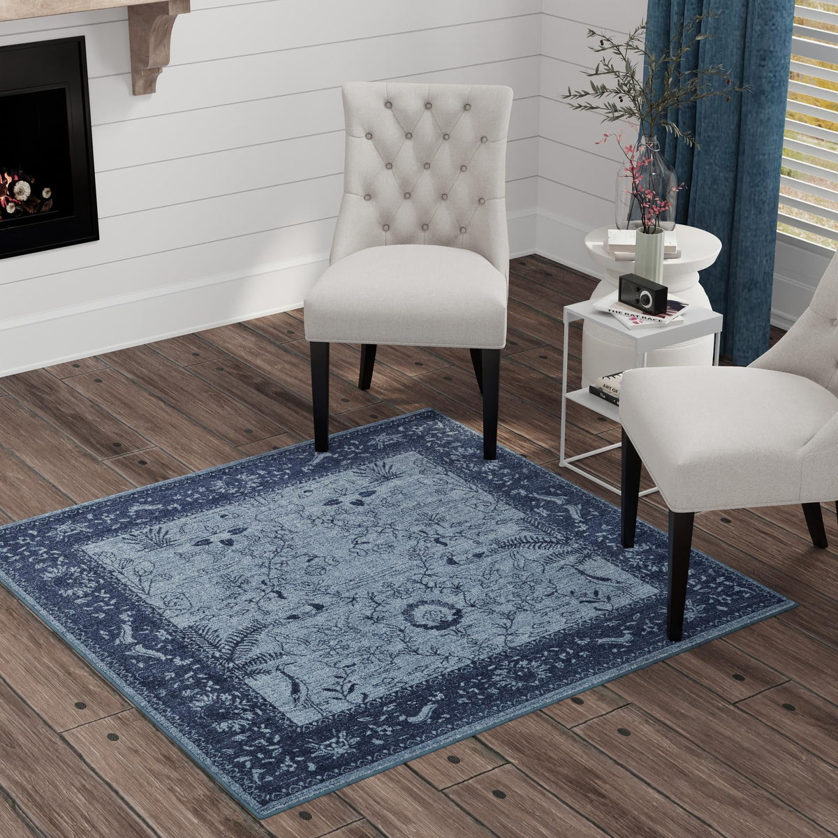 Horizon Collection Area Rug -  Apex (Blue) Square Blue  lifestyle 72