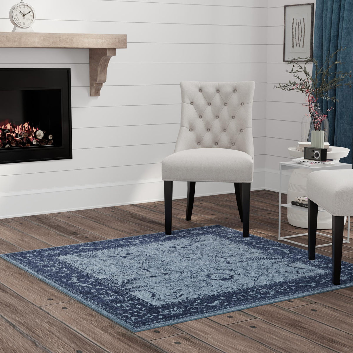 Horizon Collection Area Rug -  Apex (Blue) Square Blue  lifestyle 73
