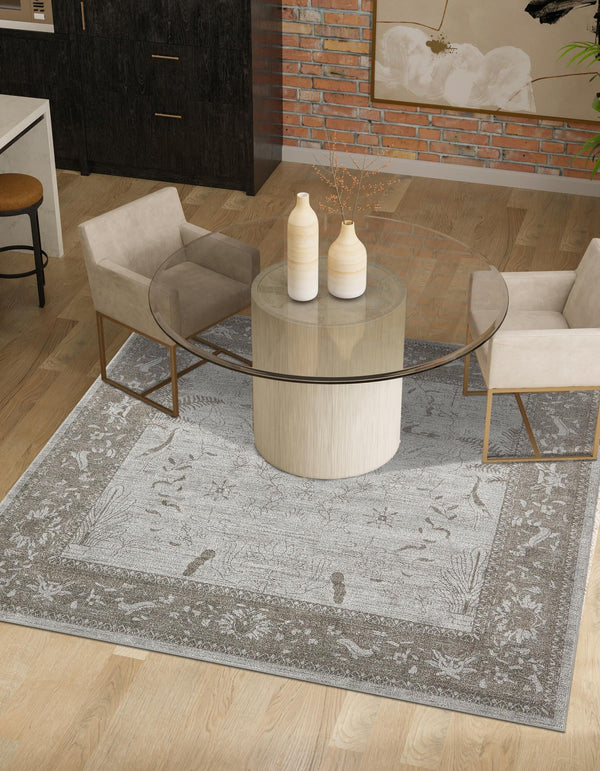 Horizon Collection Area Rug -  Apex (Light Gray) Square Light Gray  lifestyle 38