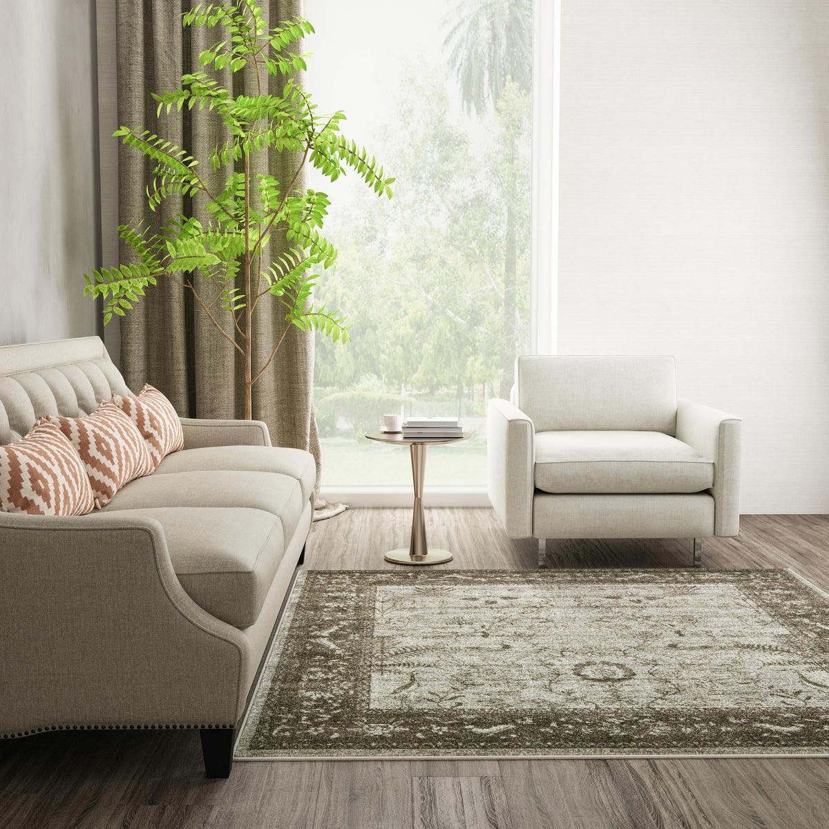 Horizon Collection Area Rug -  Apex (Light Gray) Square Light Gray  lifestyle 74
